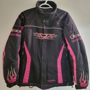 FXR Ignitor Snowmobile Racing Jacket Women's‎ Size 8 Cancer Care Research Pink